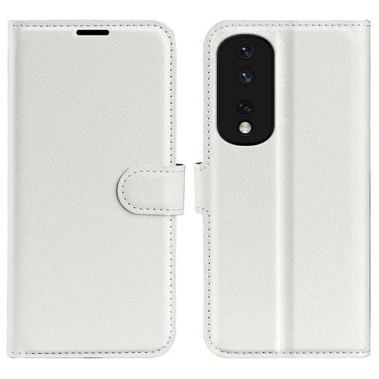 Phone Stand Wallet Cover for Honor 80 Pro 5G, Fall Protection Litchi Texture PU Leather Phone Flip Case - White