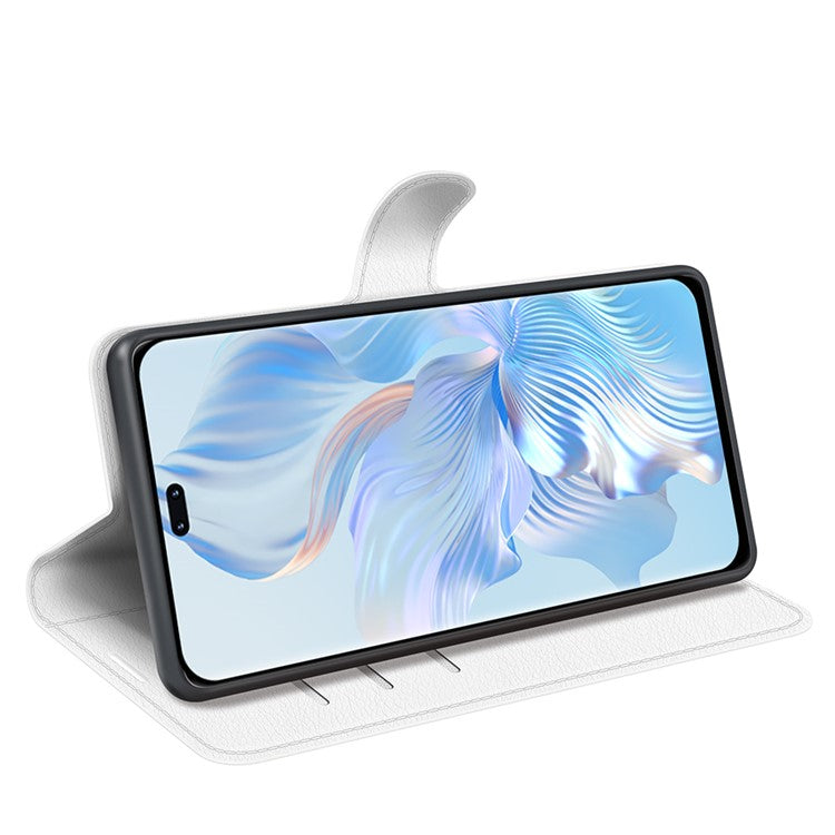 Phone Stand Wallet Cover for Honor 80 Pro 5G, Fall Protection Litchi Texture PU Leather Phone Flip Case - White