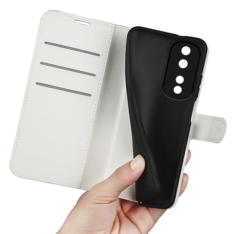 Phone Stand Wallet Cover for Honor 80 Pro 5G, Fall Protection Litchi Texture PU Leather Phone Flip Case - White