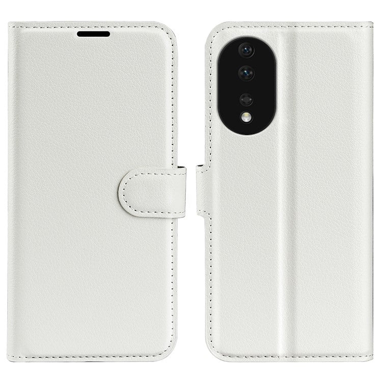 For Honor 80 5G Litchi Texture PU Leather Stand Wallet Phone Cover Full Protection Flip Anti-scratch Phone Case - White