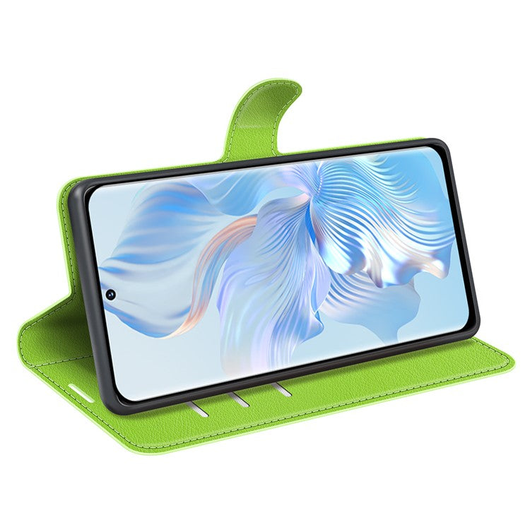 For Honor 80 5G Litchi Texture PU Leather Stand Wallet Phone Cover Full Protection Flip Anti-scratch Phone Case - Green