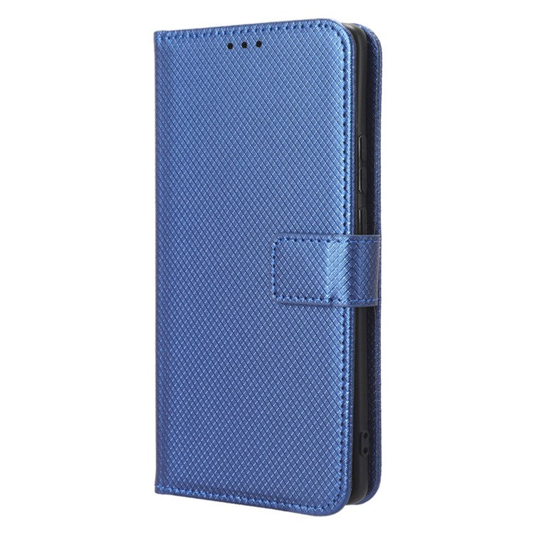 Shockproof Phone Cover for Motorola Moto X40 5G / Edge 40 Pro 5G / Edge+ (2023) Magnetic Clasp Diamond Texture PU Leather Stand Wallet Anti-scratch Phone Case Card Holder - Blue
