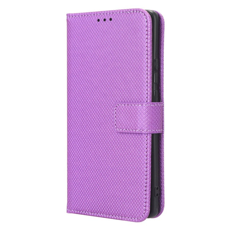 Shockproof Phone Cover for Motorola Moto X40 5G / Edge 40 Pro 5G / Edge+ (2023) Magnetic Clasp Diamond Texture PU Leather Stand Wallet Anti-scratch Phone Case Card Holder - Purple