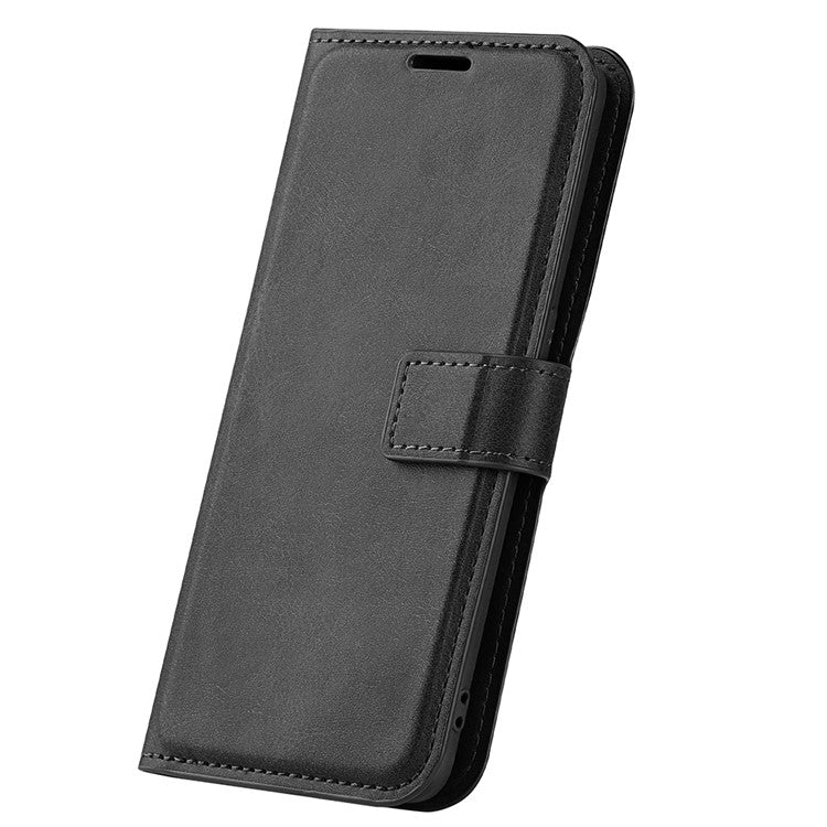 For Honor 80 5G Calf Texture PU Leather Stand Wallet Case Square Magnetic Clasp Phone Cover - Black