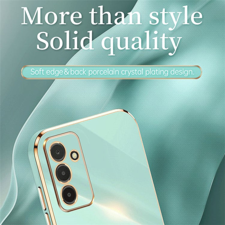 XINLI For Samsung Galaxy F13 4G Electroplating Golden Edge TPU Protective Cover Fall-proof Phone Case - Black