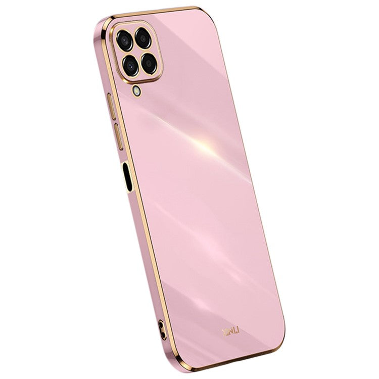 XINLI Phone Case for Samsung Galaxy M53 5G, Electroplating Golden Edge Shockproof TPU Protective Cover - Purple