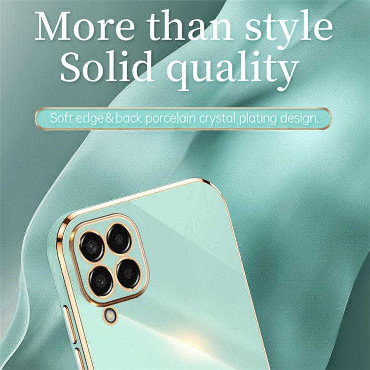XINLI Phone Case for Samsung Galaxy M53 5G, Electroplating Golden Edge Shockproof TPU Protective Cover - Purple