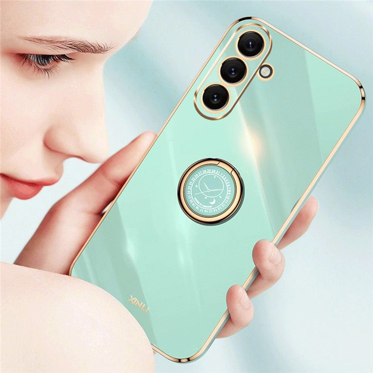 XINLI For Samsung Galaxy A54 5G Drop-proof Protective Phone Cover Electroplating Slim Mobile Phone Case Kickstand - White