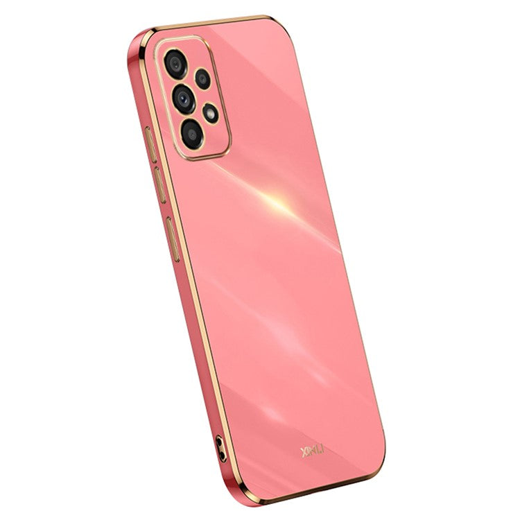 XINLI Cell Phone Cover For Samsung Galaxy A53 5G, Electroplating Golden Edge Scratch-resistant Anti-drop TPU Phone Case - Red