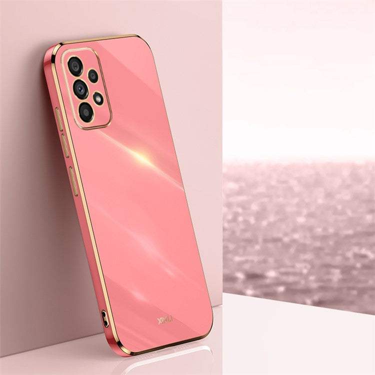 XINLI Cell Phone Cover For Samsung Galaxy A53 5G, Electroplating Golden Edge Scratch-resistant Anti-drop TPU Phone Case - Red