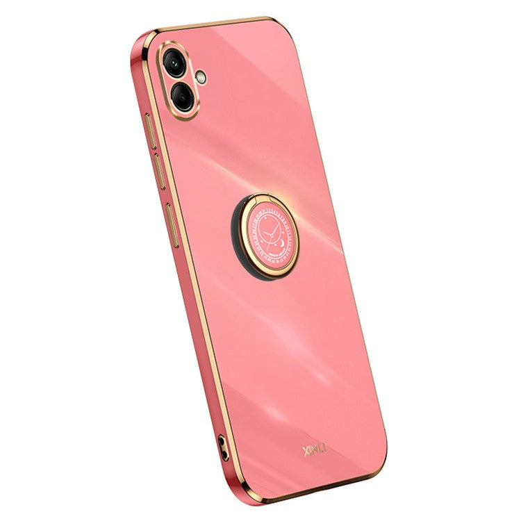 XINLI Smartphone Case For Samsung Galaxy A04 4G (164.4 x 76.3 x 9.1 mm), Anti-fall TPU Phone Case Kickstand with Electroplating Golden Edge - Red