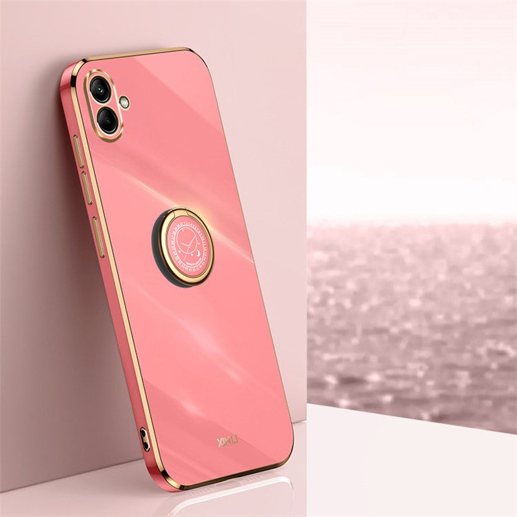 XINLI Smartphone Case For Samsung Galaxy A04 4G (164.4 x 76.3 x 9.1 mm), Anti-fall TPU Phone Case Kickstand with Electroplating Golden Edge - Red