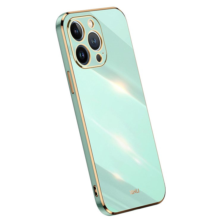 XINLI Slim TPU Phone Cover for iPhone 14 Pro, Electroplating Non-slip Anti-wear Mobile Phone Case - Cyan