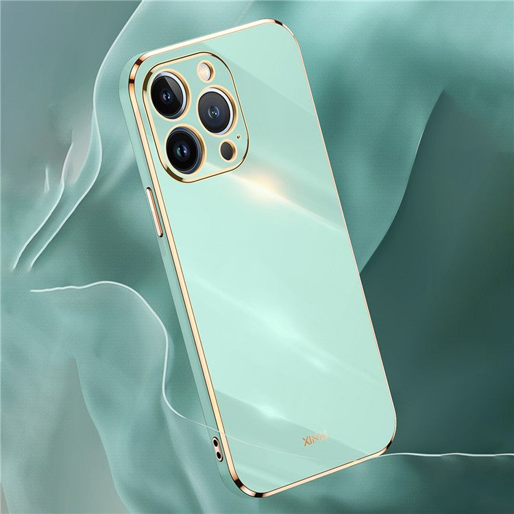 XINLI Slim TPU Phone Cover for iPhone 14 Pro, Electroplating Non-slip Anti-wear Mobile Phone Case - Cyan