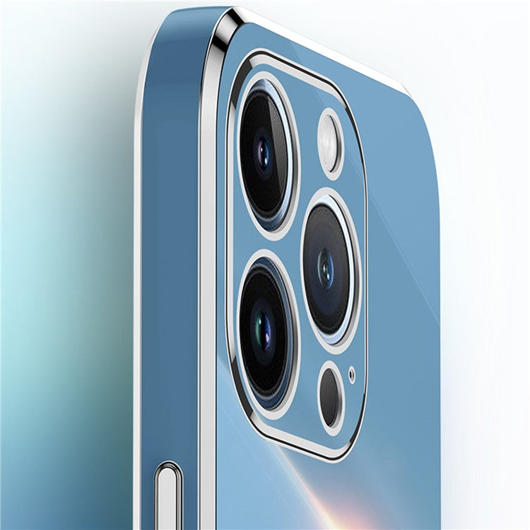 XINLI Slim TPU Phone Cover for iPhone 14 Pro, Electroplating Non-slip Anti-wear Mobile Phone Case - Cyan