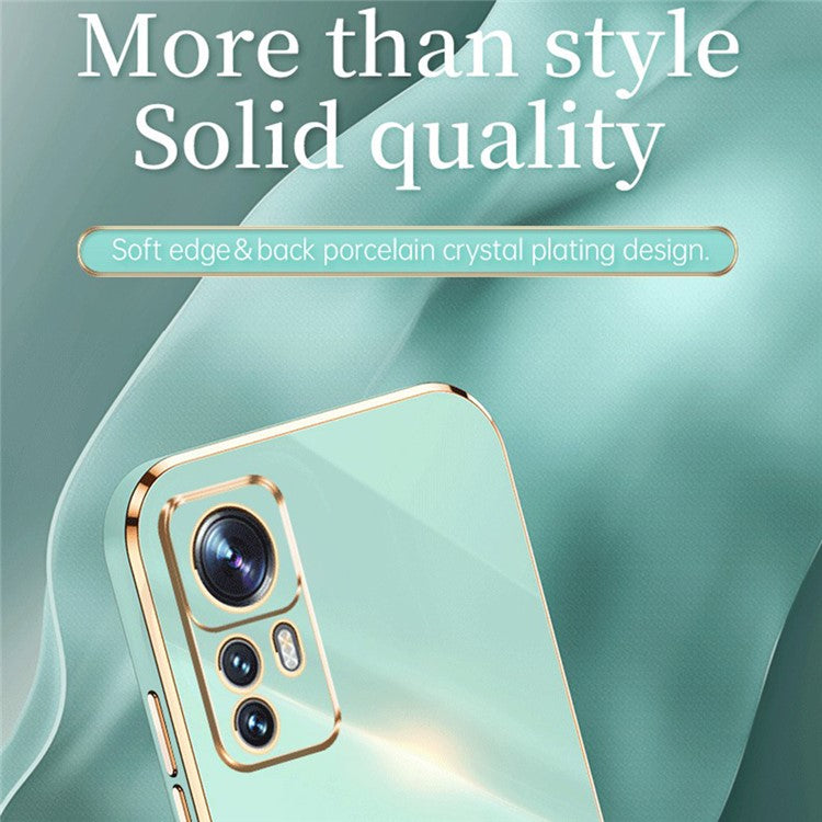 XINLI For Xiaomi 12T Pro 5G Phone Cover Shell Electroplating Golden Edge Anti-scratch TPU Phone Case - Purple