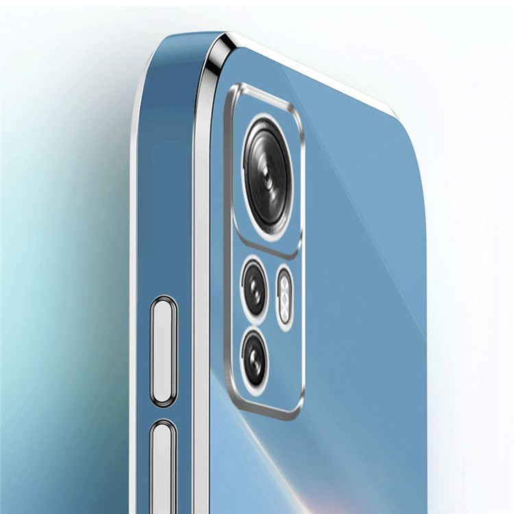 XINLI For Xiaomi 12T Pro 5G Phone Cover Shell Electroplating Golden Edge Anti-scratch TPU Phone Case - Purple