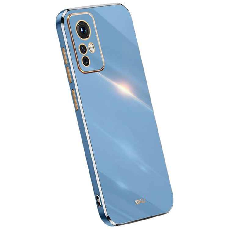 XINLI for Xiaomi 12 Lite 5G Soft TPU Phone Case, Shockproof Electroplating Full Camera Lens Protection Cover - Blue