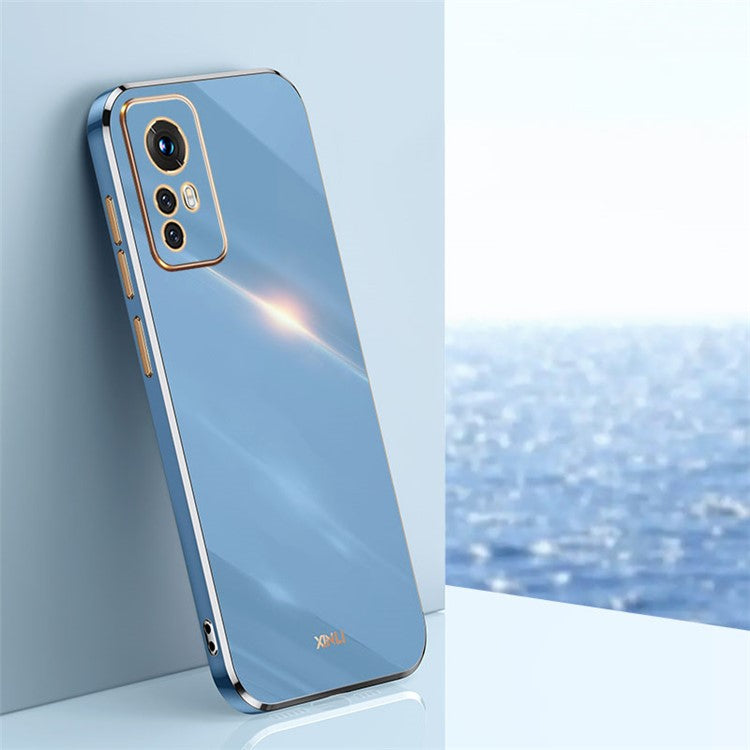 XINLI for Xiaomi 12 Lite 5G Soft TPU Phone Case, Shockproof Electroplating Full Camera Lens Protection Cover - Blue