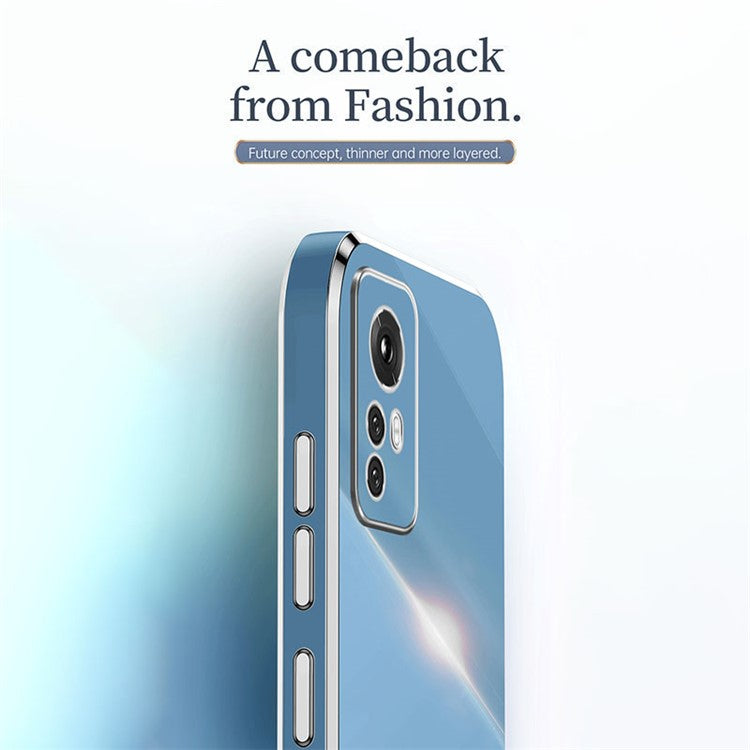 XINLI for Xiaomi 12 Lite 5G Soft TPU Phone Case, Shockproof Electroplating Full Camera Lens Protection Cover - Blue