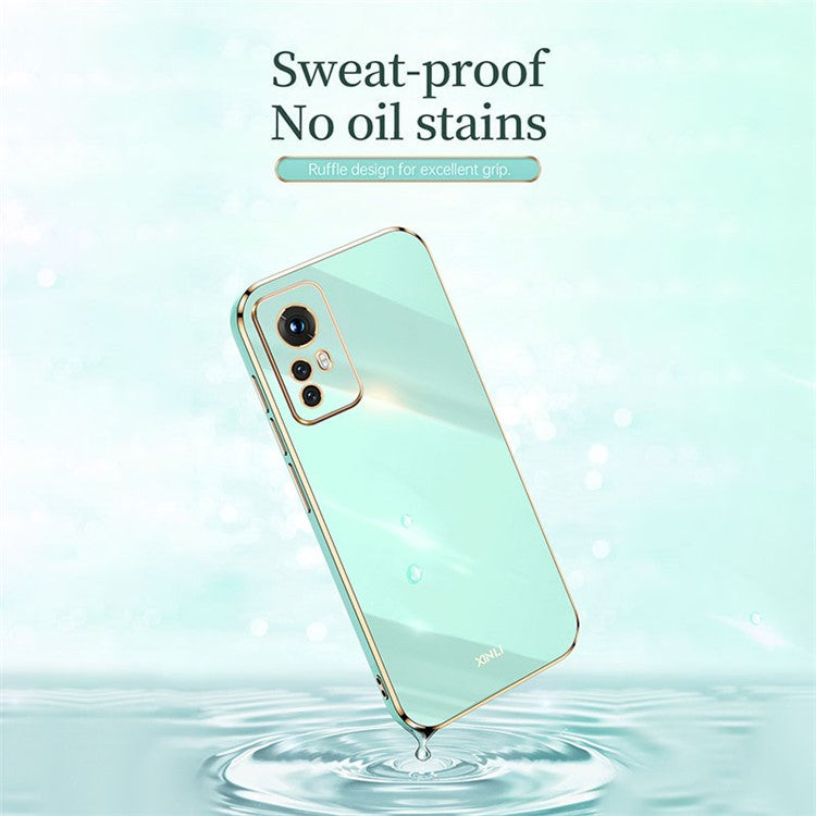 XINLI for Xiaomi 12 Lite 5G Soft TPU Phone Case, Shockproof Electroplating Full Camera Lens Protection Cover - Blue