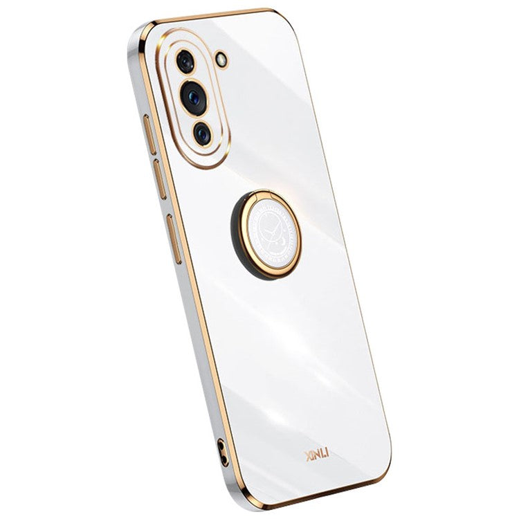 XINLI For Huawei nova 10 4G Phone Case with Kickstand, Electroplating TPU Back Protector Cover - White