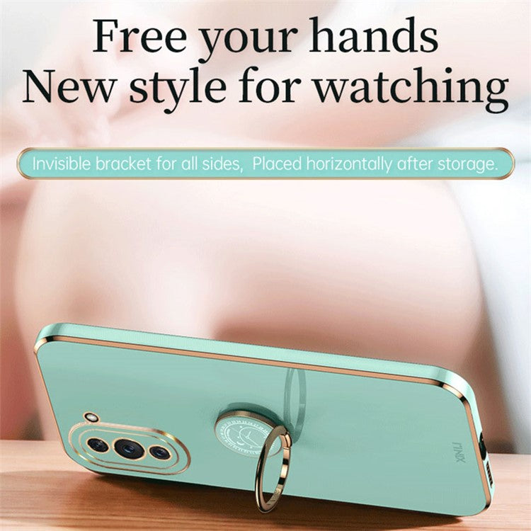 XINLI For Huawei nova 10 4G Phone Case with Kickstand, Electroplating TPU Back Protector Cover - Blue