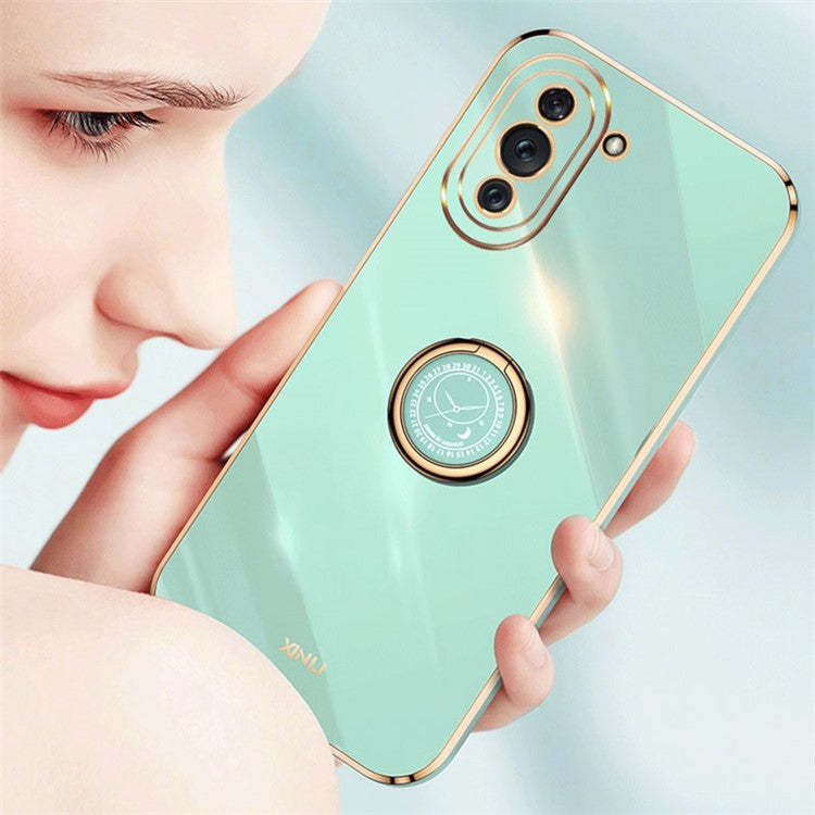 XINLI For Huawei nova 10 4G Phone Case with Kickstand, Electroplating TPU Back Protector Cover - Blue