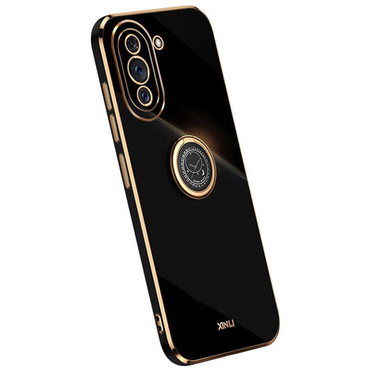 XINLI For Huawei nova 10 4G Phone Case with Kickstand, Electroplating TPU Back Protector Cover - Black