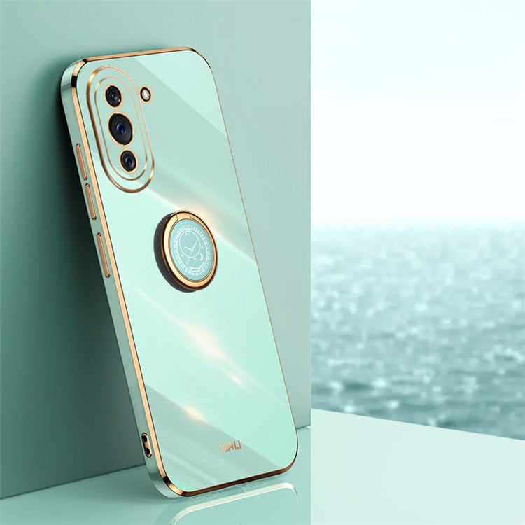XINLI Kickstand Phone Case for Huawei nova 10 Pro 4G, Soft TPU Non-Slip Cover Electroplating Technology Support - Cyan