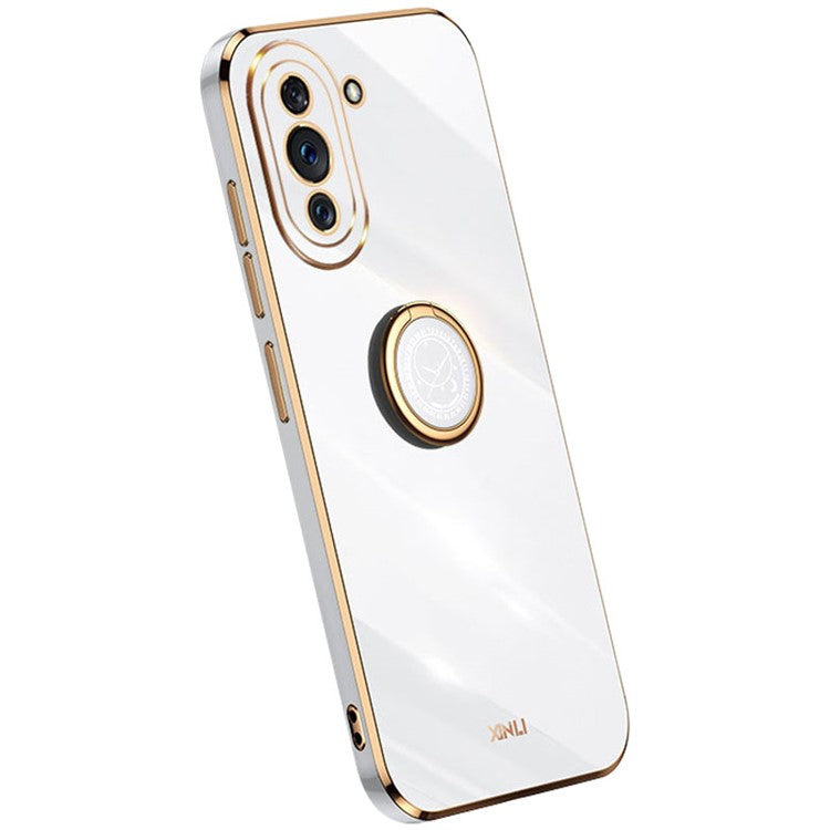 XINLI Kickstand Phone Case for Huawei nova 10 Pro 4G, Soft TPU Non-Slip Cover Electroplating Technology Support - White