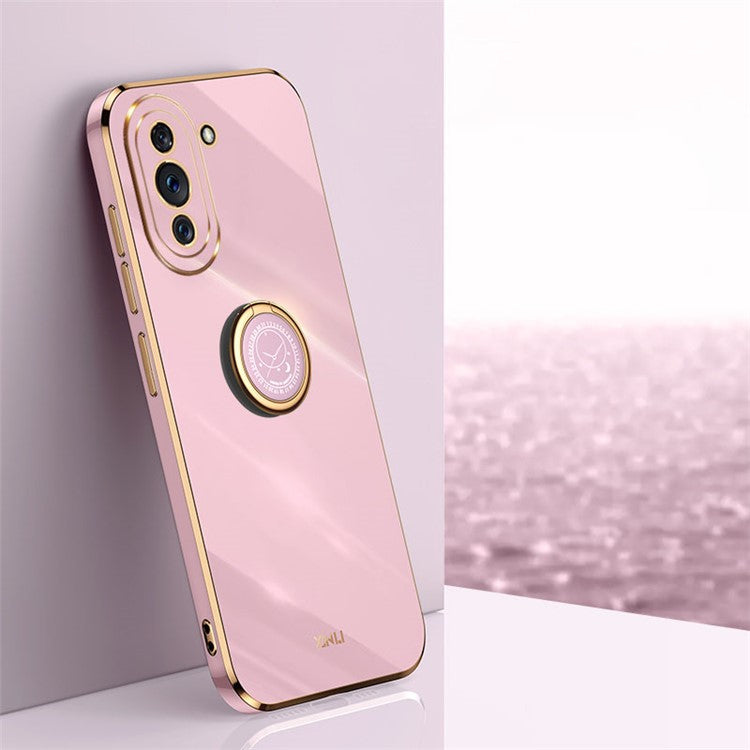 XINLI Kickstand Phone Case for Huawei nova 10 Pro 4G, Soft TPU Non-Slip Cover Electroplating Technology Support - Purple
