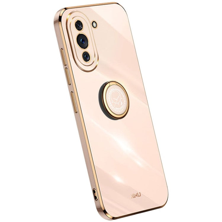 XINLI Kickstand Phone Case for Huawei nova 10 Pro 4G, Soft TPU Non-Slip Cover Electroplating Technology Support - Pink