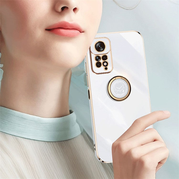 XINLI For Xiaomi Redmi Note 11 Pro 5G (Qualcomm) / 11 Pro 4G (MediaTek) Kickstand Phone Case, Electroplating TPU Back Protector Cover - Black