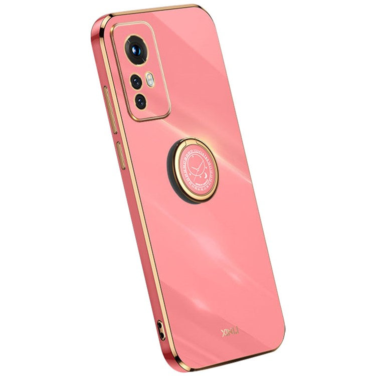 XINLI For Xiaomi 12 5G / 12X 5G / 12S 5G Kickstand Phone Case, Shock-absorbing Electroplating TPU Back Protector Cover - Red