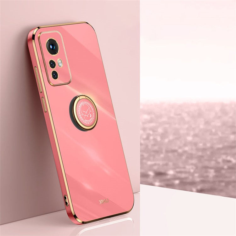 XINLI For Xiaomi 12 5G / 12X 5G / 12S 5G Kickstand Phone Case, Shock-absorbing Electroplating TPU Back Protector Cover - Red
