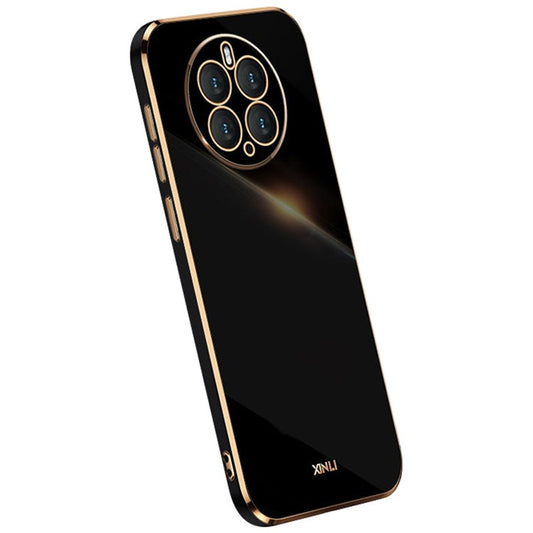 XINLI Scratch Resistant Phone Case for Huawei Mate 50 Pro 4G, Electroplating TPU Back Shell Full Camera Lens Protection Cover - Black