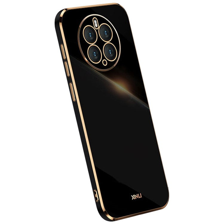 XINLI Scratch Resistant Phone Case for Huawei Mate 50 Pro 4G, Electroplating TPU Back Shell Full Camera Lens Protection Cover - Black
