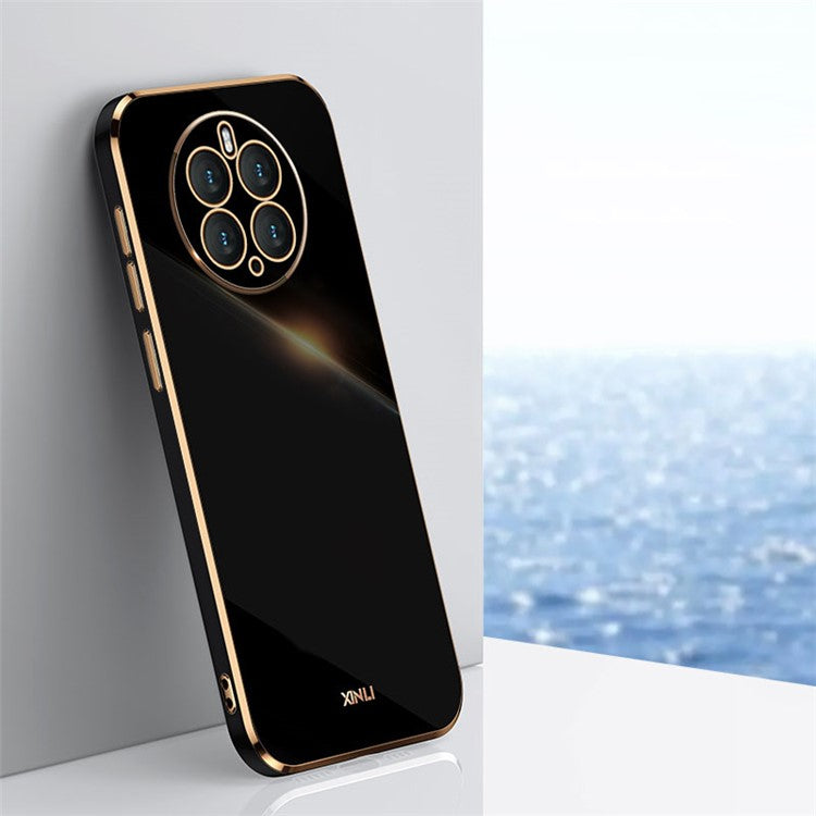 XINLI Scratch Resistant Phone Case for Huawei Mate 50 Pro 4G, Electroplating TPU Back Shell Full Camera Lens Protection Cover - Black