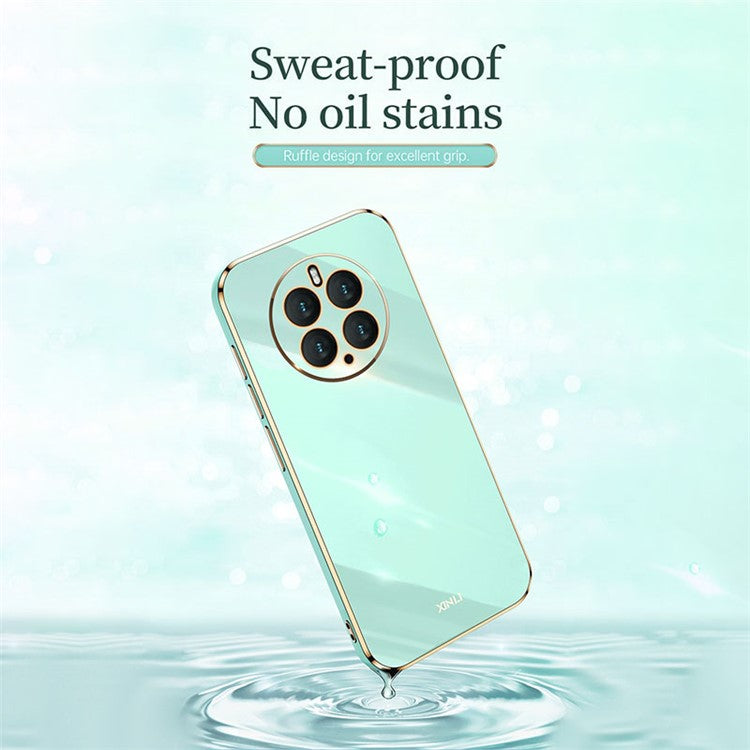 XINLI Scratch Resistant Phone Case for Huawei Mate 50 Pro 4G, Electroplating TPU Back Shell Full Camera Lens Protection Cover - Black