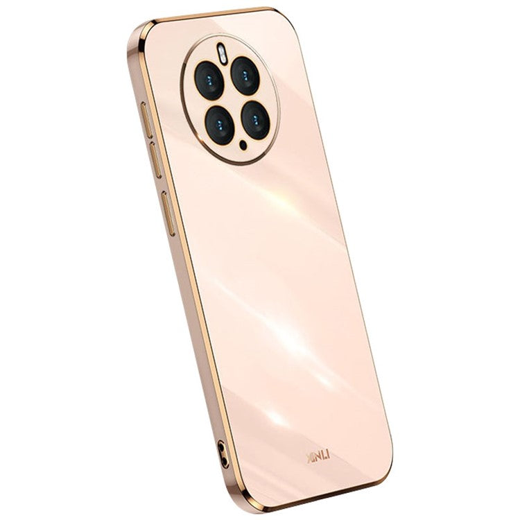XINLI Scratch Resistant Phone Case for Huawei Mate 50 Pro 4G, Electroplating TPU Back Shell Full Camera Lens Protection Cover - Pink