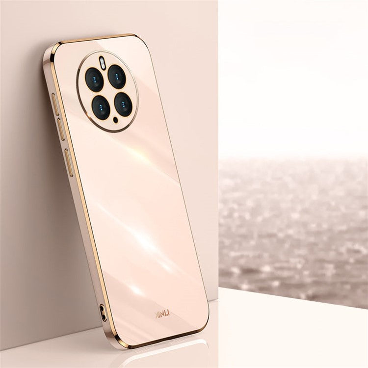 XINLI Scratch Resistant Phone Case for Huawei Mate 50 Pro 4G, Electroplating TPU Back Shell Full Camera Lens Protection Cover - Pink