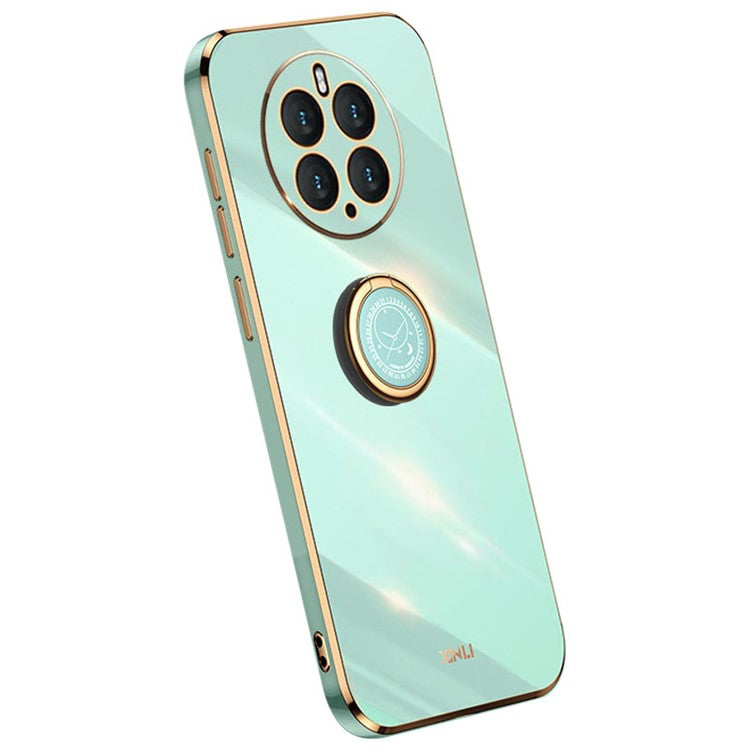 XINLI Kickstand Phone Case for Huawei Mate 50 Pro 4G, Electroplating Bump Poof TPU Back Cover - Cyan