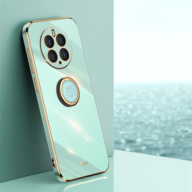 XINLI Kickstand Phone Case for Huawei Mate 50 Pro 4G, Electroplating Bump Poof TPU Back Cover - Cyan