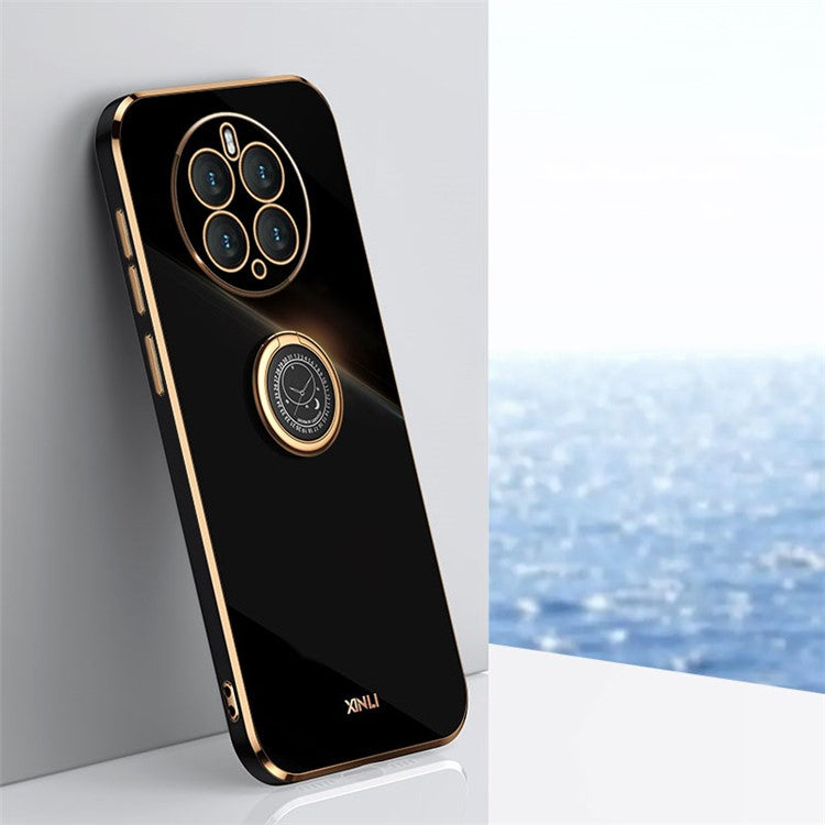 XINLI Kickstand Phone Case for Huawei Mate 50 Pro 4G, Electroplating Bump Poof TPU Back Cover - Black