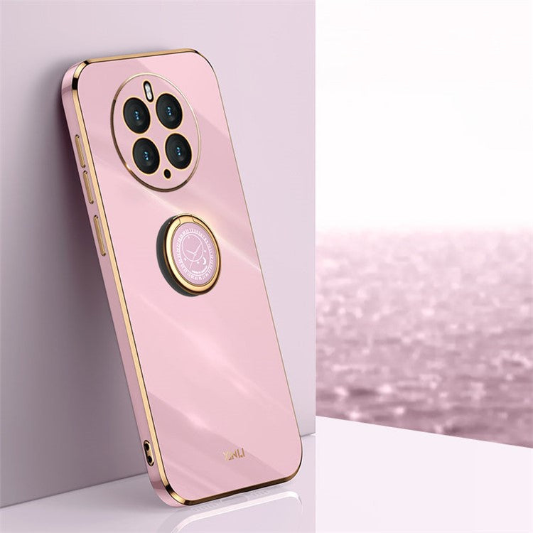 XINLI Kickstand Phone Case for Huawei Mate 50 Pro 4G, Electroplating Bump Poof TPU Back Cover - Purple