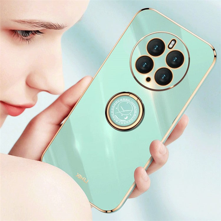 XINLI Kickstand Phone Case for Huawei Mate 50 Pro 4G, Electroplating Bump Poof TPU Back Cover - Purple