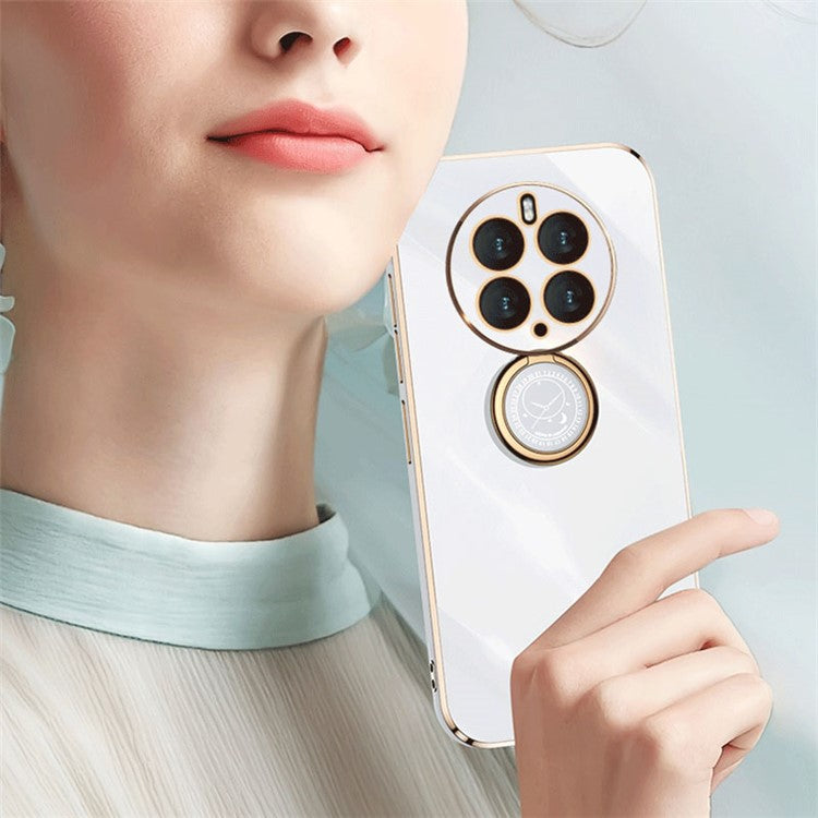 XINLI Kickstand Phone Case for Huawei Mate 50 Pro 4G, Electroplating Bump Poof TPU Back Cover - Purple