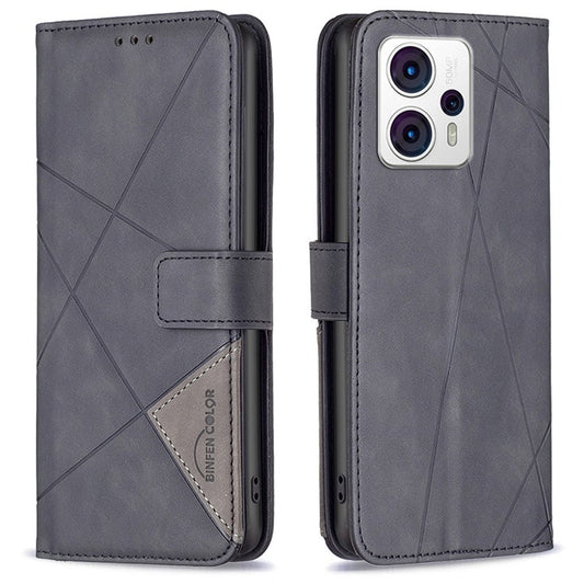 BINFEN COLOR for Motorola Moto G13 4G / G23 4G / G53 5G Wallet Case Magnetic Clasp Leather Phone Stand Cover - Black