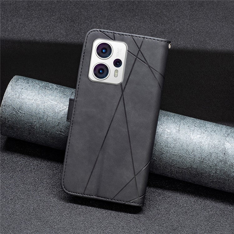 BINFEN COLOR for Motorola Moto G13 4G / G23 4G / G53 5G Wallet Case Magnetic Clasp Leather Phone Stand Cover - Black